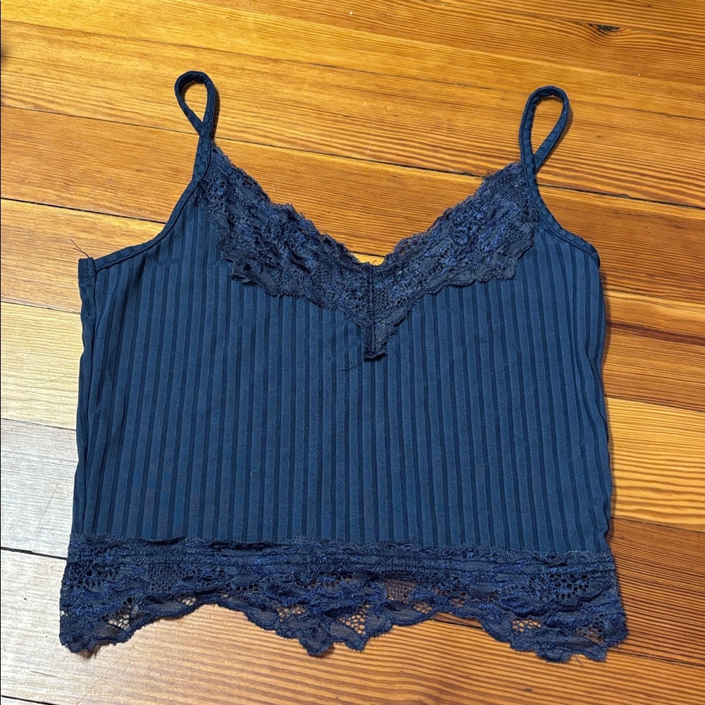Amazon Women's Navy Lace Trim Cami Top